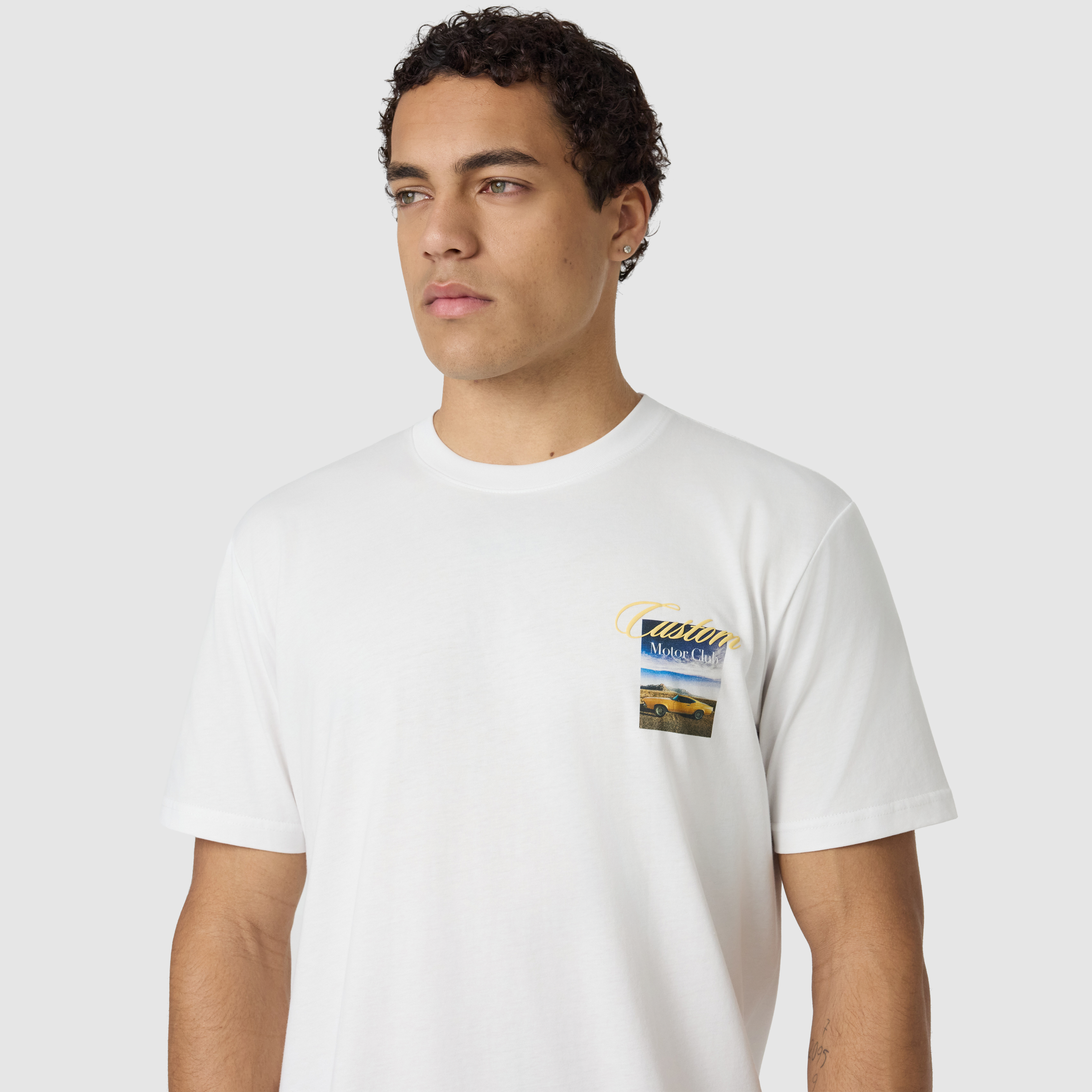 White Auto Graphic Relaxed Crew Neck Tee