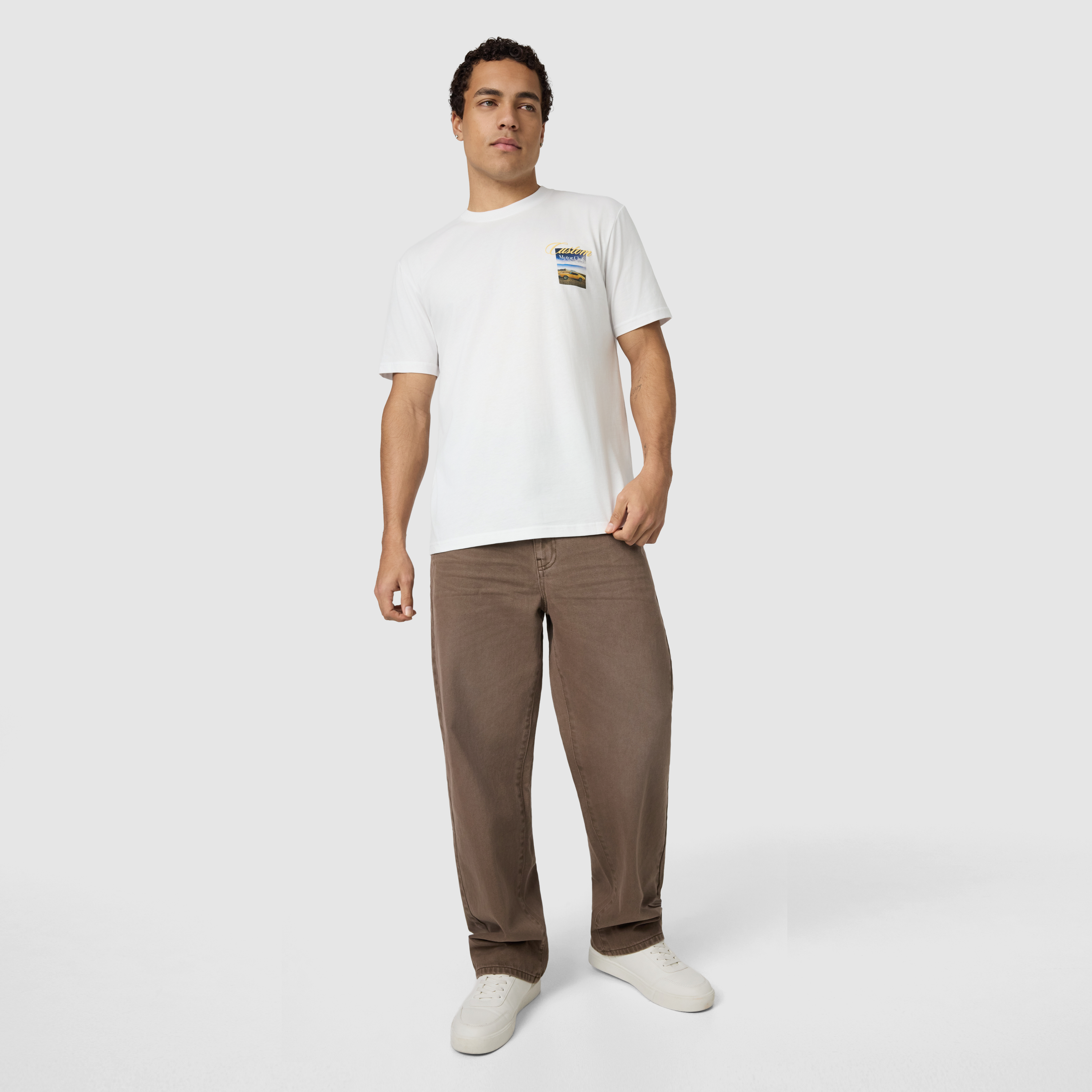 White Auto Graphic Relaxed Crew Neck Tee