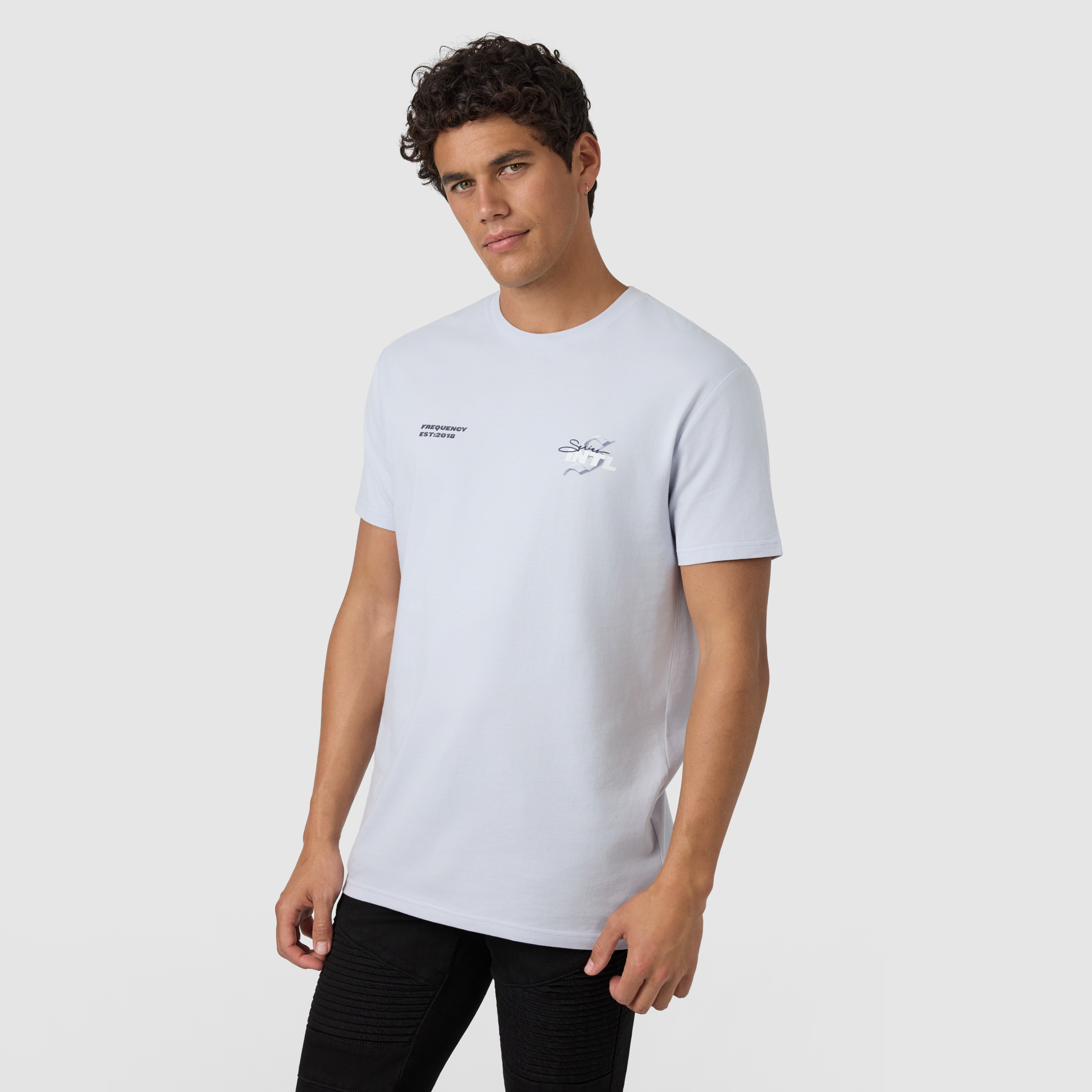 Light Blue Intl Longline Crew Neck Tee