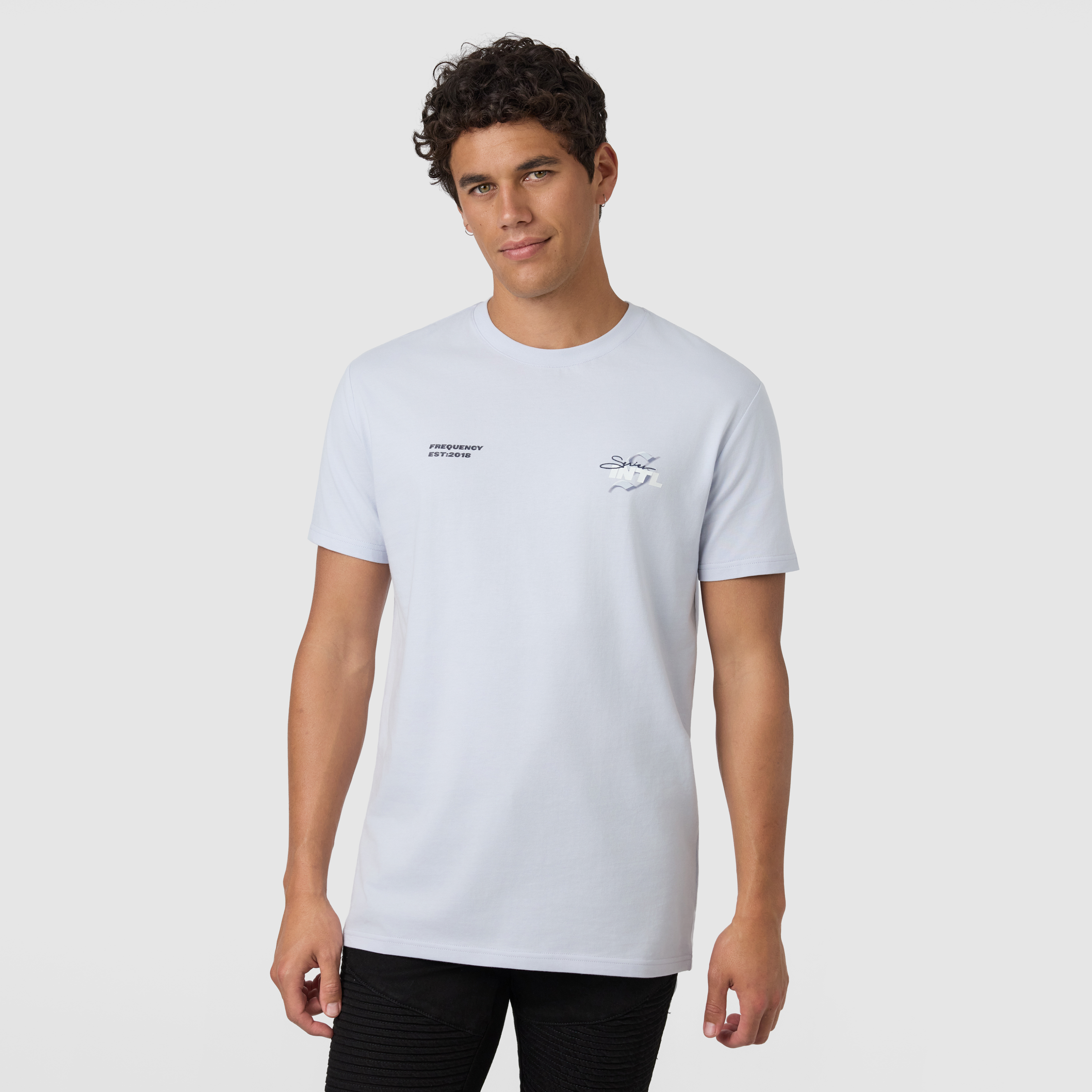Light Blue Intl Longline Crew Neck Tee