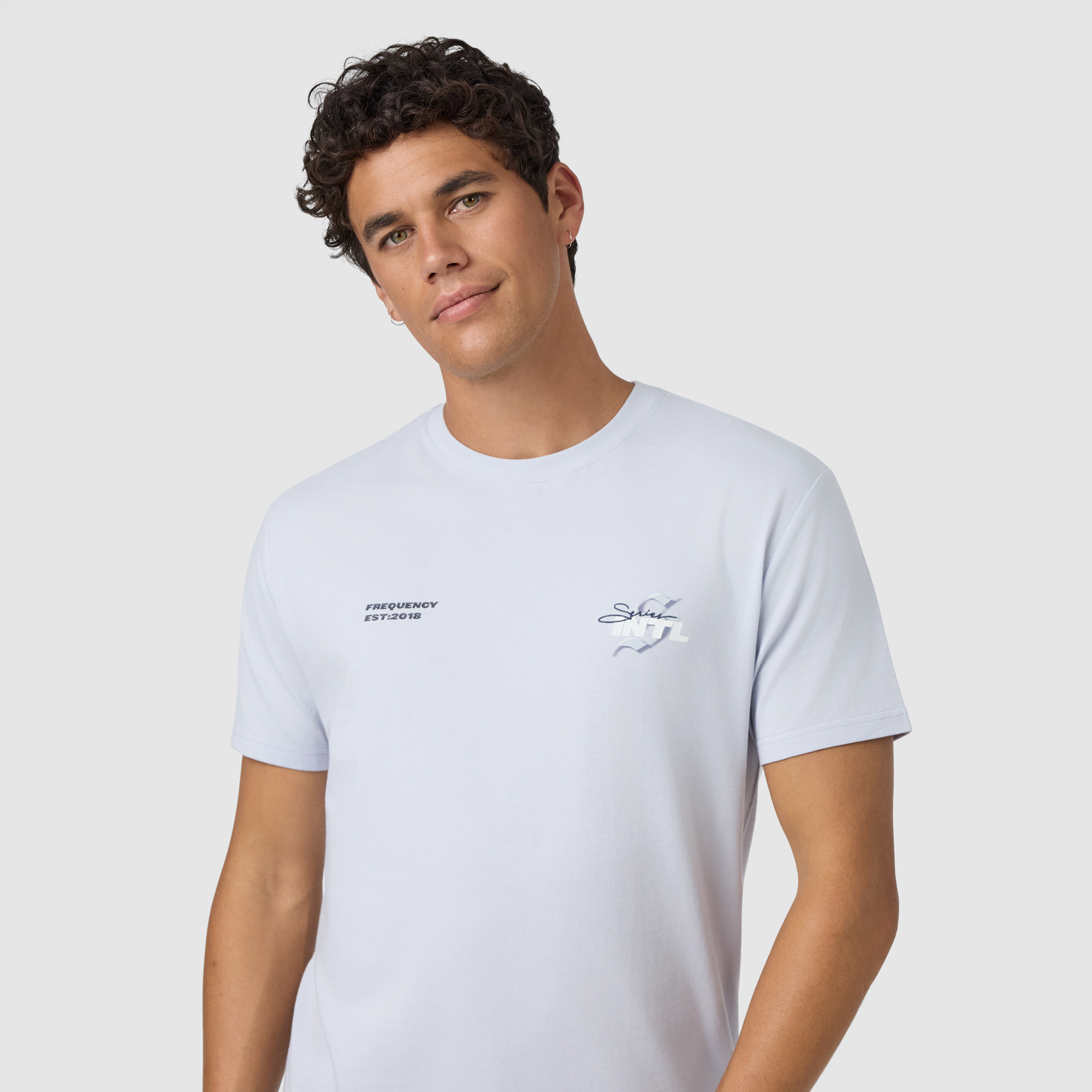 Light Blue Intl Longline Crew Neck Tee