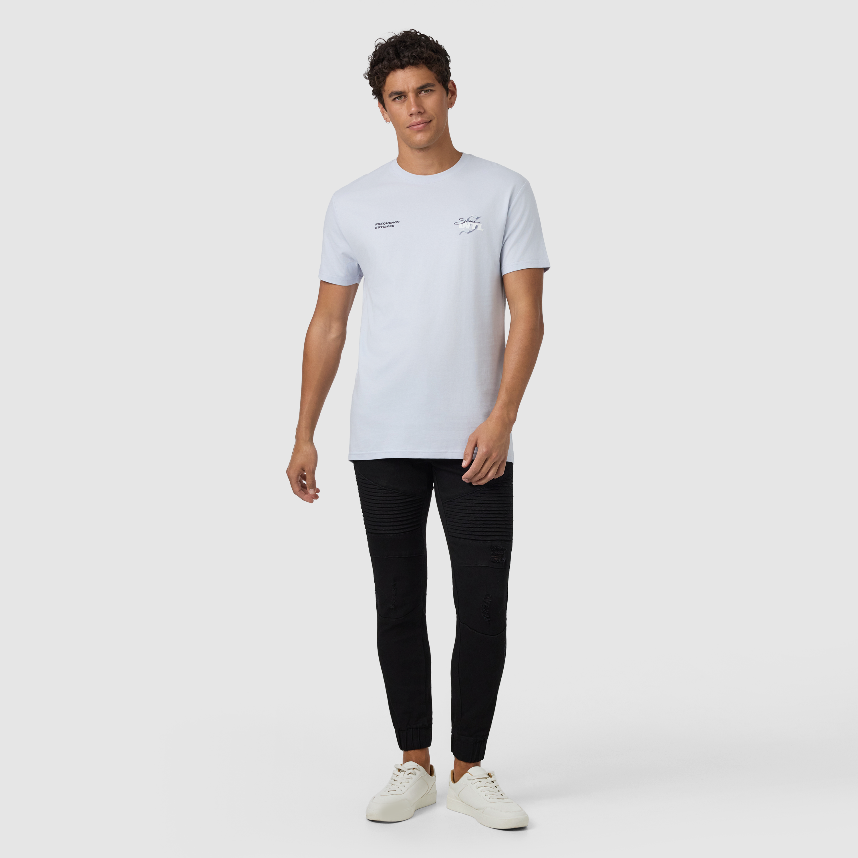 Light Blue Intl Longline Crew Neck Tee