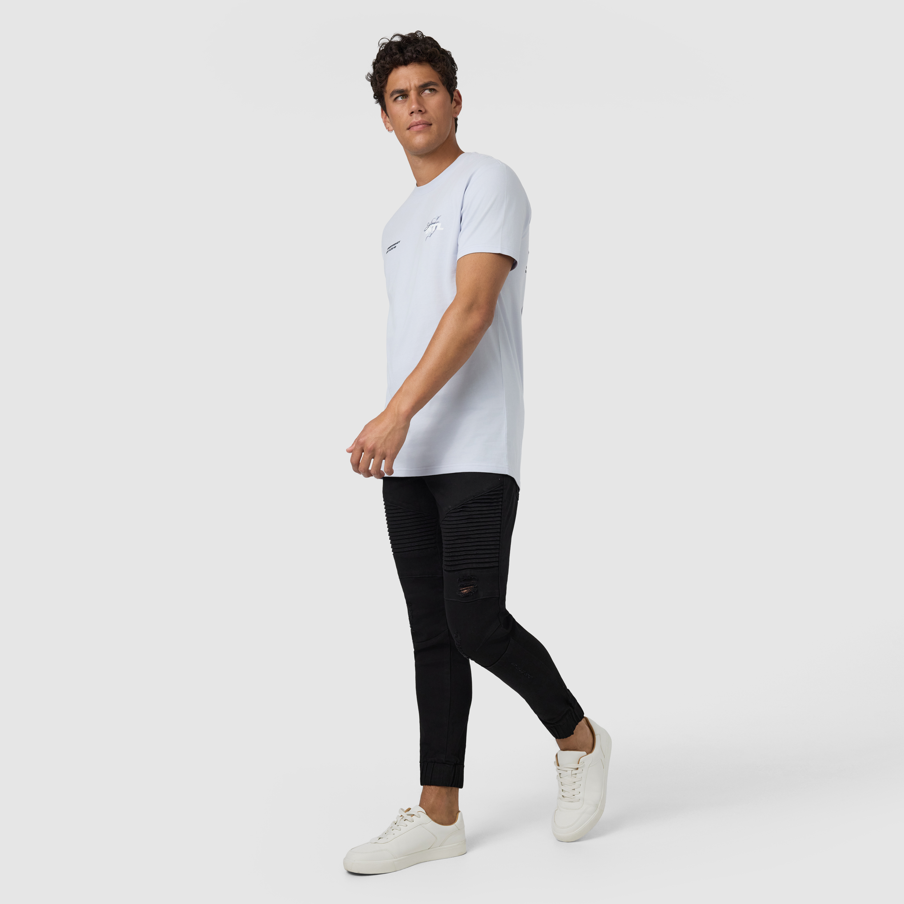 Light Blue Intl Longline Crew Neck Tee