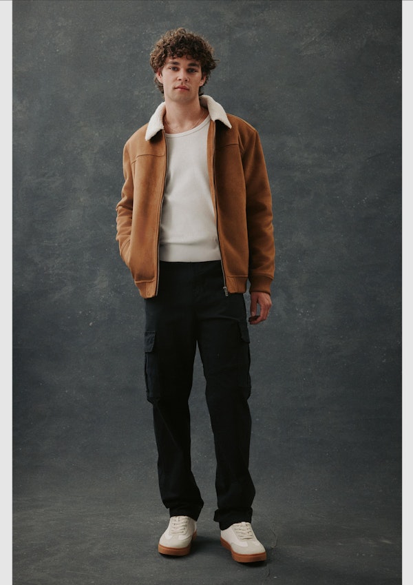Tan Strand Borg Lined Jacket Look