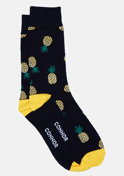 Navy Pineapple Sock
