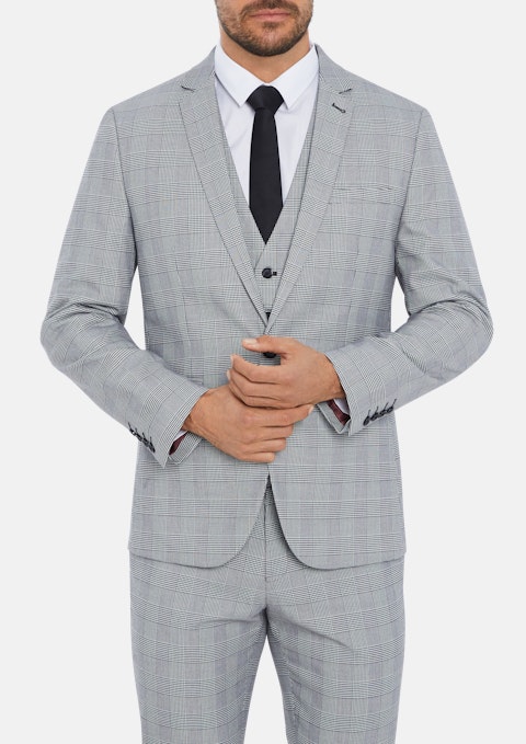 Grey Paxton Skinny Check Suit Jacket